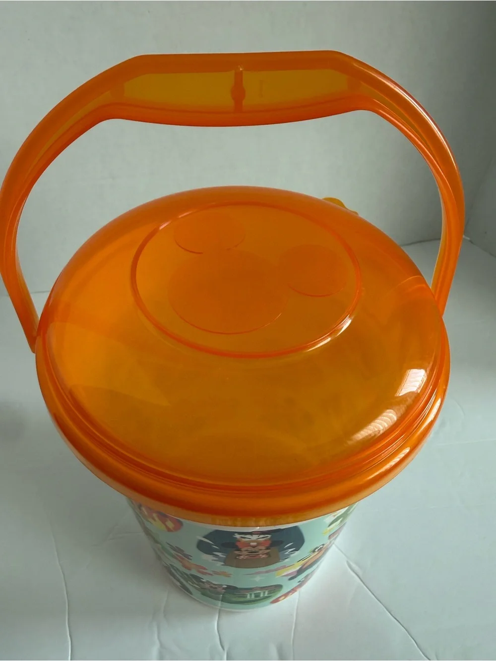 Disney Parks Character Popcorn Bucket Orange Lid Retro Attractions and Rides